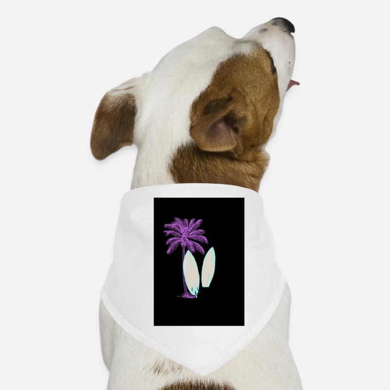 Glowing surf and palm tree illustration Dog Bandana