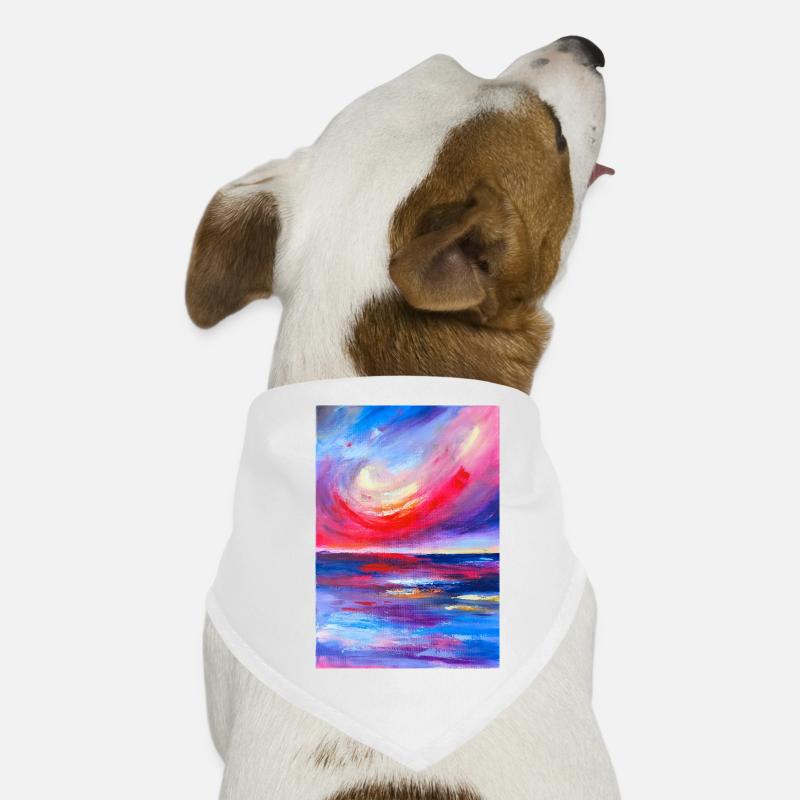 Lebendiges Sonnenaufgangs-Seelandschafts-Kunstwerk Hunde-Bandana
