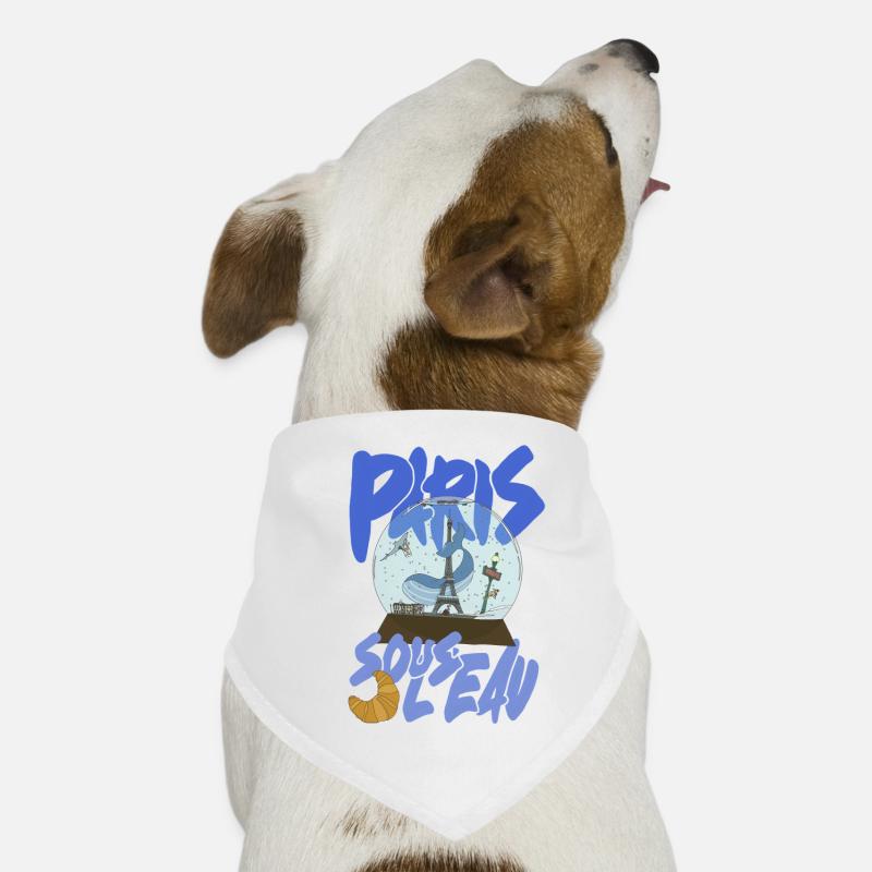 Paris Snowglobe Bleu - icône Eiffel Bandana pour chien