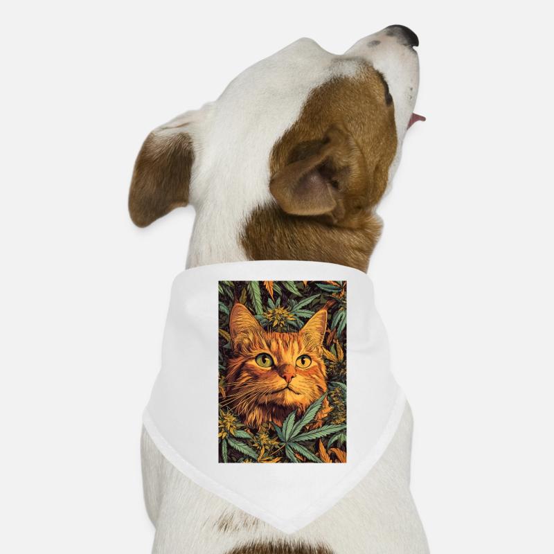 Cat face in the hemp forest Dog Bandana