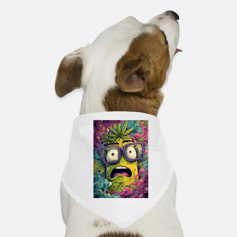 Psychedelic pineapple with glasses Dog Bandana