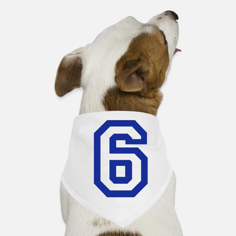 6 - Nummer - Hunde-Bandana - Weiß