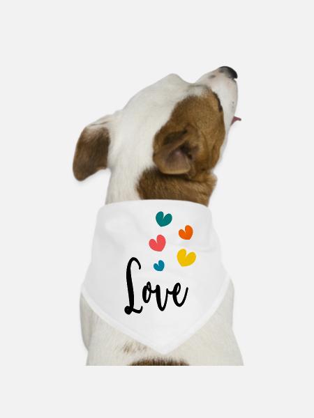 COEUR. COUPLE. JUST MARRIED. EVJF. SAINT VALENTIN. - Bandana pour chien - blanc - Devant