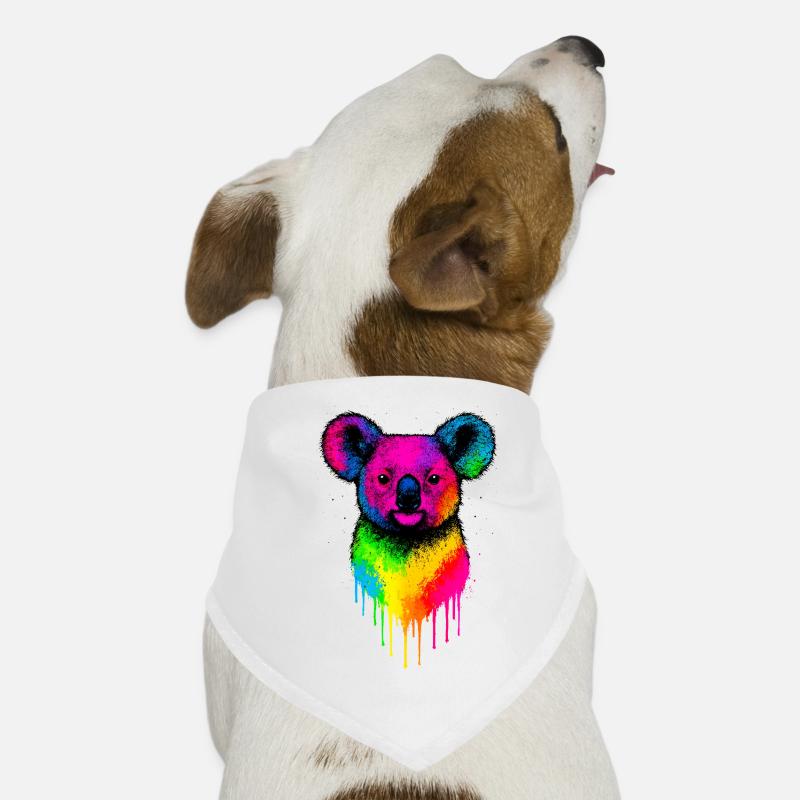 Rainbow Koala Neon Splatter Dog Bandana