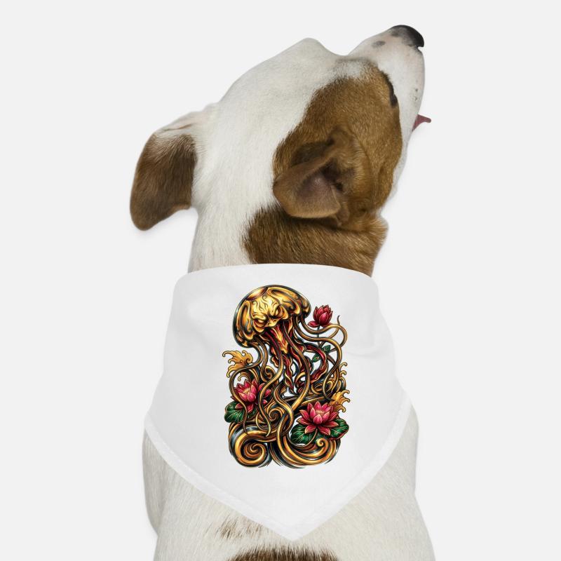 Graphique esthétique de tatouage de méduse Bandana pour chien