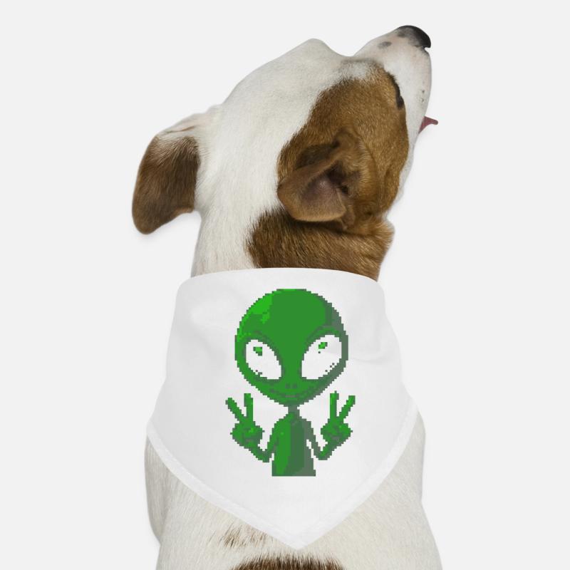 Pixel Alien Peace Sign Hunde-Bandana