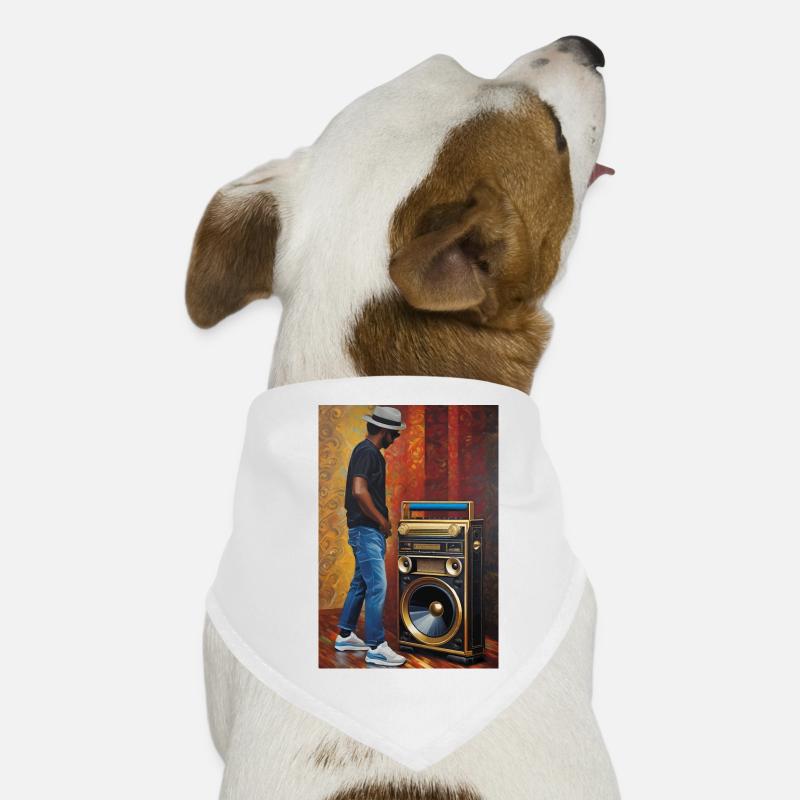 Old School Ghettoblaster - Hunde-Bandana - Weiß