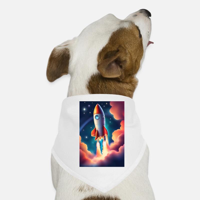 Cute rocketship in space Dog Bandana