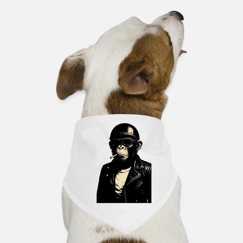 monkey with googles and helmet in Leather Jacket Dog Bandana