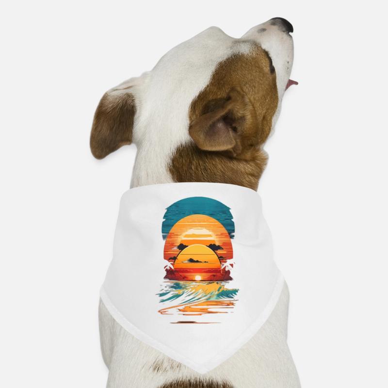 retro sunset waves Bandana pour chien