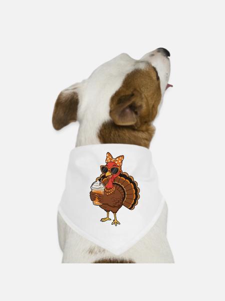 Amateur de café de dinde Drôle d’ambiance de Thanksgiving - Bandana pour chien - blanc - Devant