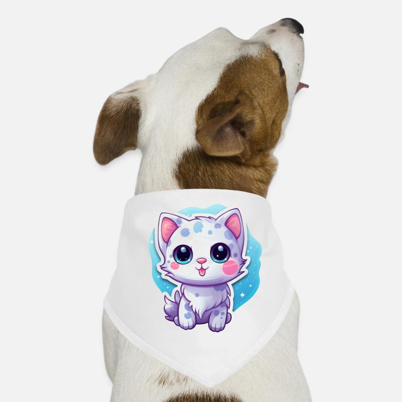 "Space Kitty: Floatastic & Adorable!" - Hunde-Bandana - Weiß