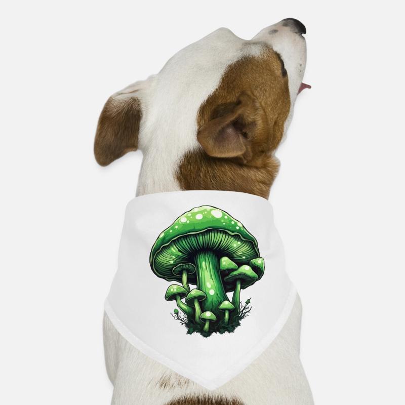 Pilz / Mushroom / Wiese / Wald / Goa / Psy - Hunde-Bandana - Weiß