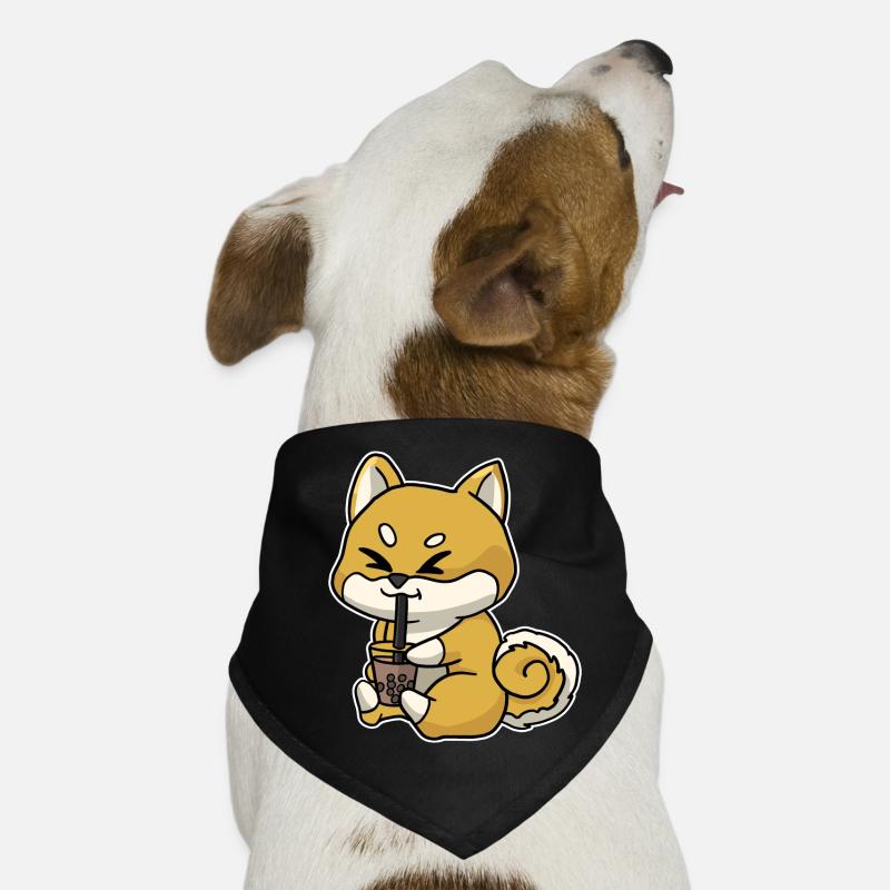 Anime Kawaii Bubble Tea Drinking Fox Hand Drawn Dog Bandana