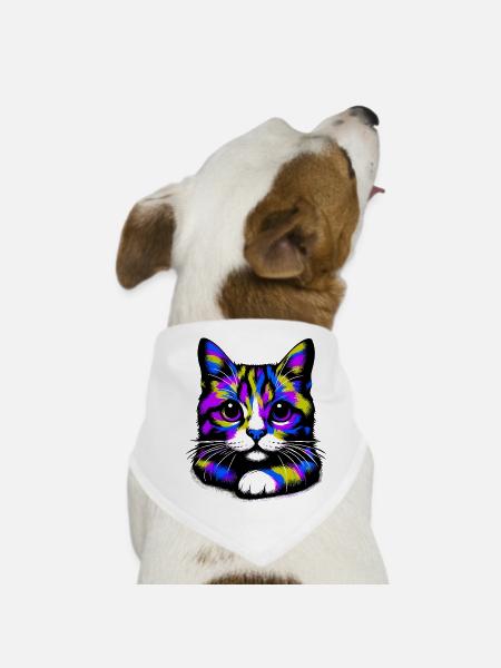 Cat - Dog Bandana - white - Front