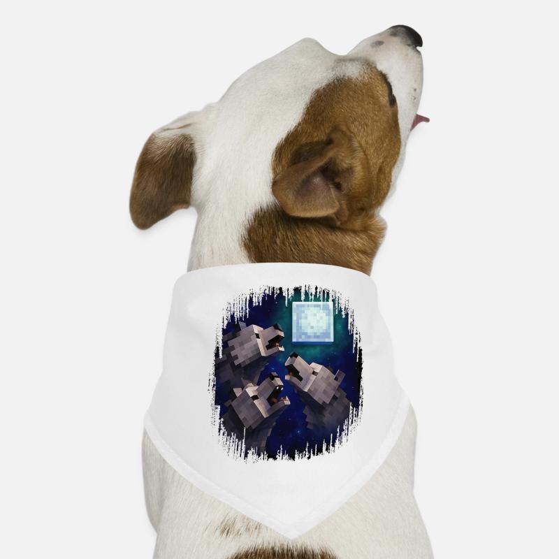Rétro Pixel Art 3 Wolfs héros hurlant à la lune Bandana pour chien