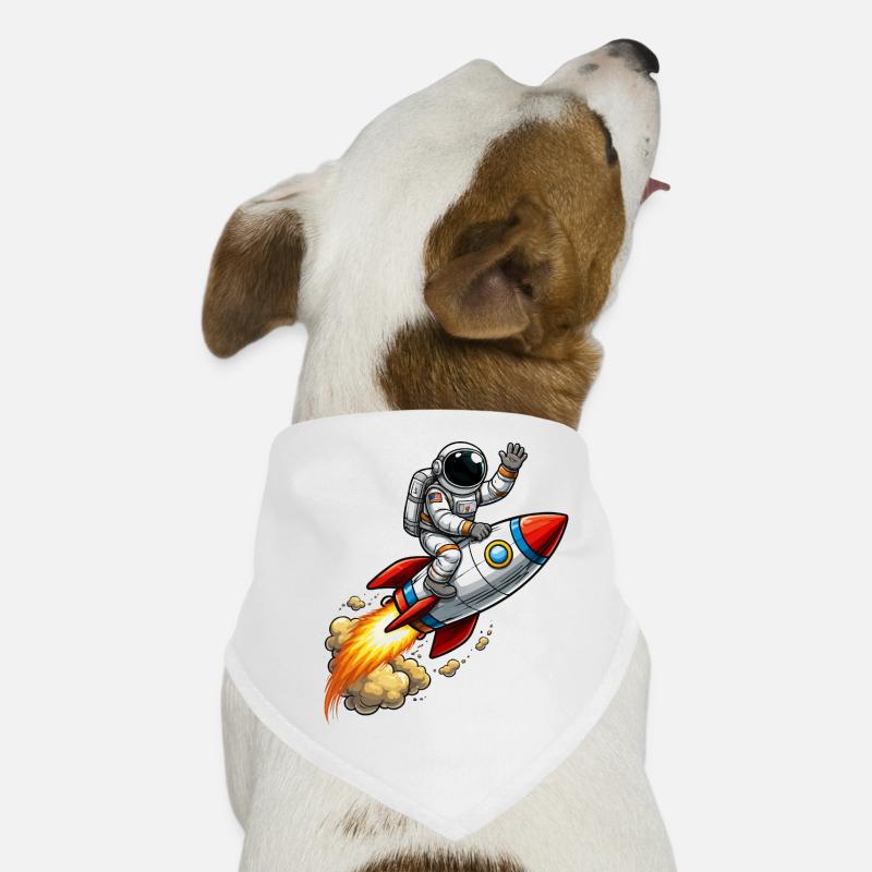 Astronaut on Rocket Cartoon Dog Bandana