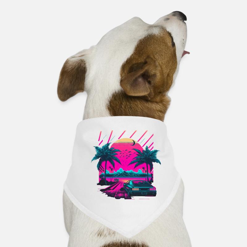 Synthwave Palm Beach Bandana pour chien