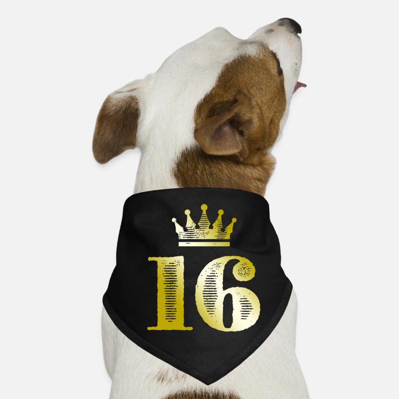 16 Number Crown Gold Dog Bandana