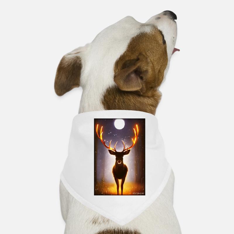 Deer Moon Moonlight Forest Winter Snow Forest Animal Dog Bandana