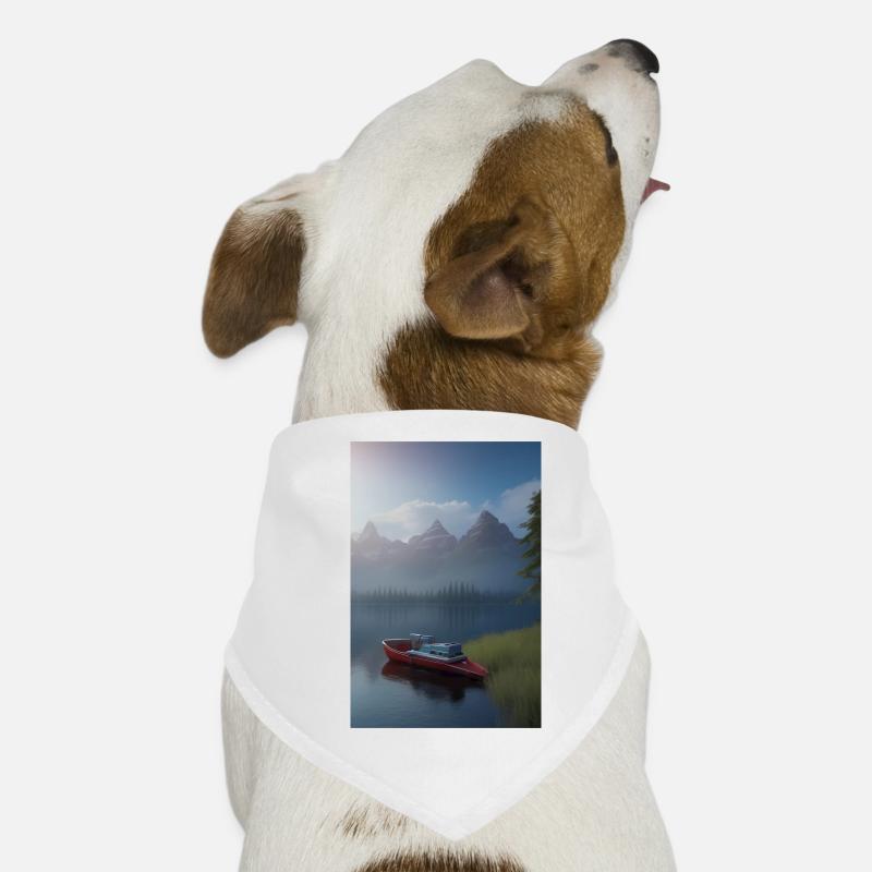 Landschaft mit See, Boot und Berge Hunde-Bandana