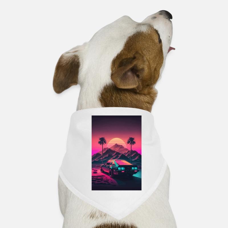 Synthwave Country Car Retro Sun Palms Bandana pour chien