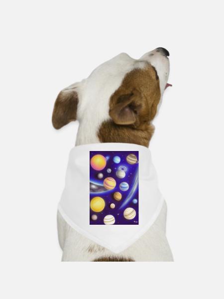 Space and planets - Dog Bandana - white - Front