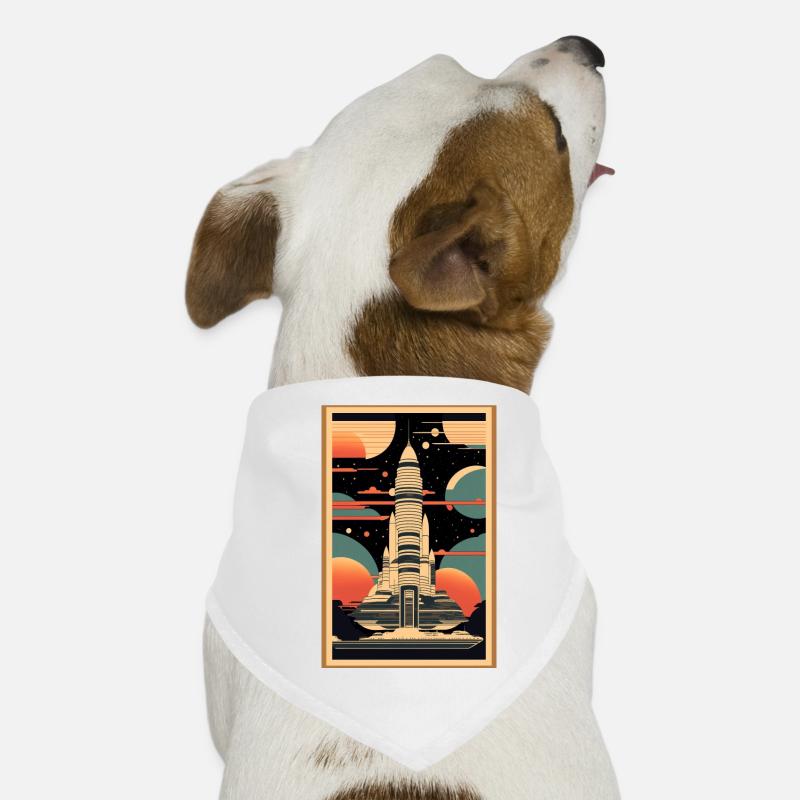 Japanisches Raumschiff im Stil eines Holzschnitts Hunde-Bandana
