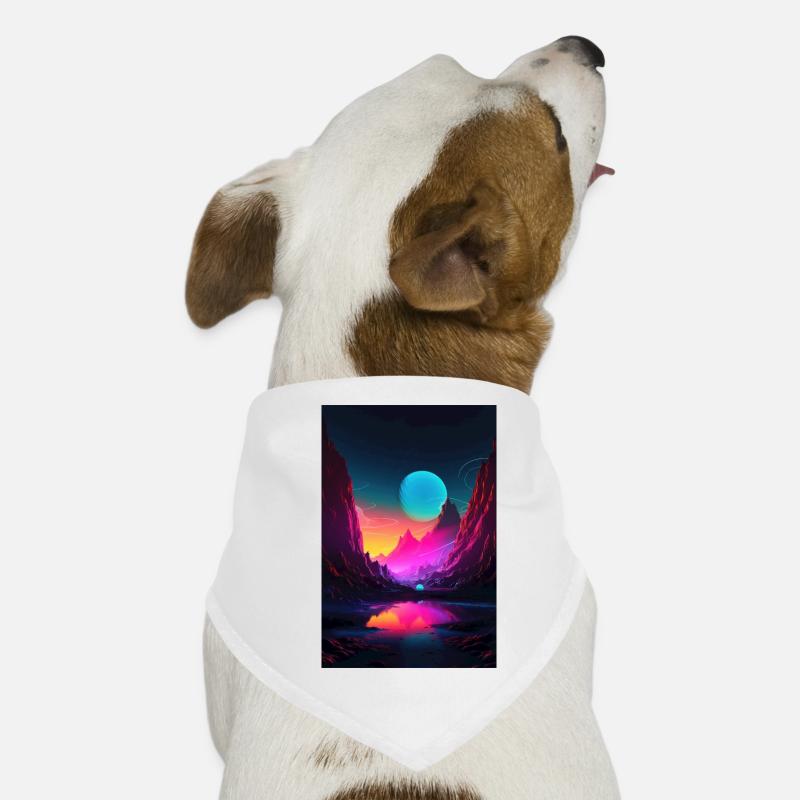 Mountain Glow: Synthwave Vibes in Alpine Serenity Hunde-Bandana