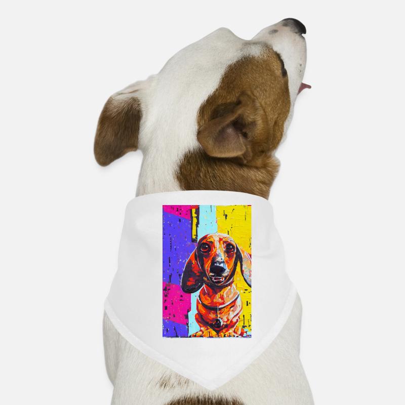 Modernes Pop-Art Print | Dackel mit Graffiti Bunt Hunde-Bandana