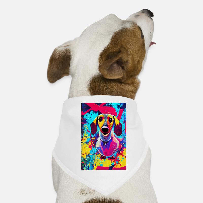 Modernes Pop-Art Print | Dackel mit Graffiti Bunt Hunde-Bandana