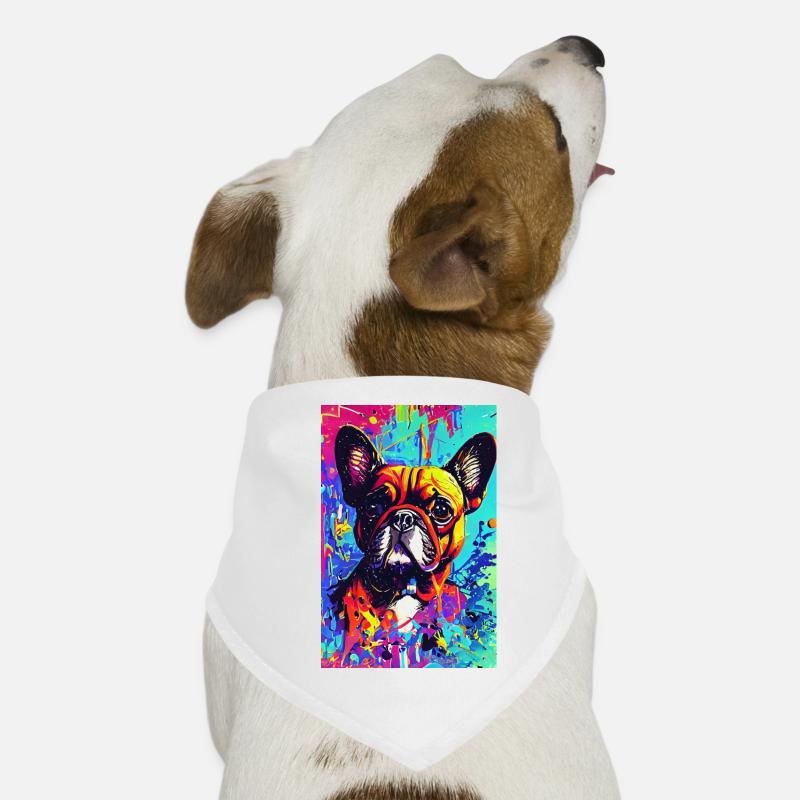 Impression pop art moderne | coloré | Bouledogue français Bandana pour chien
