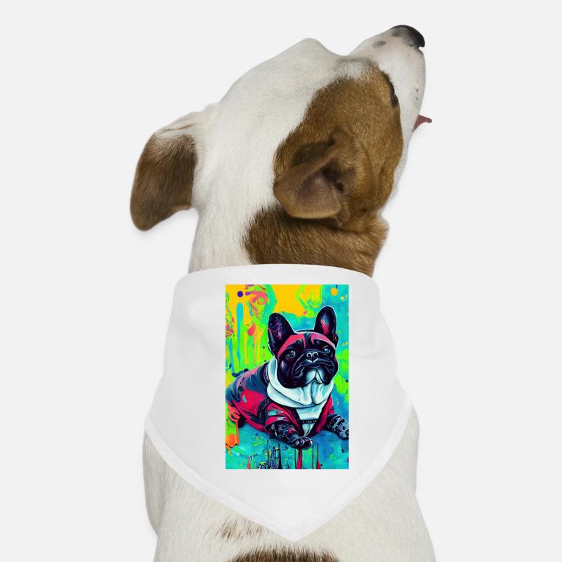 Impression pop art moderne | coloré | Bouledogue français Bandana pour chien