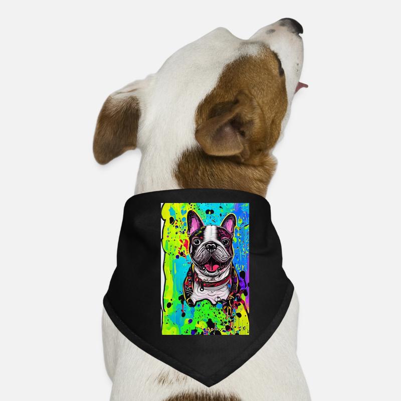 Impression pop art moderne | coloré | Bouledogue français Bandana pour chien