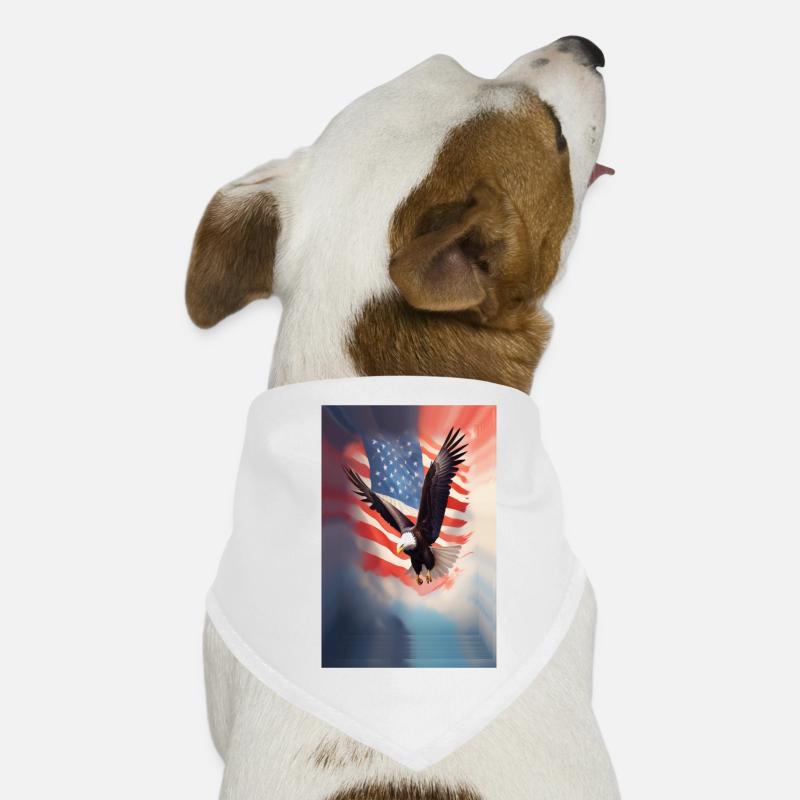 Flying Bald Eagel with American Flag Dog Bandana