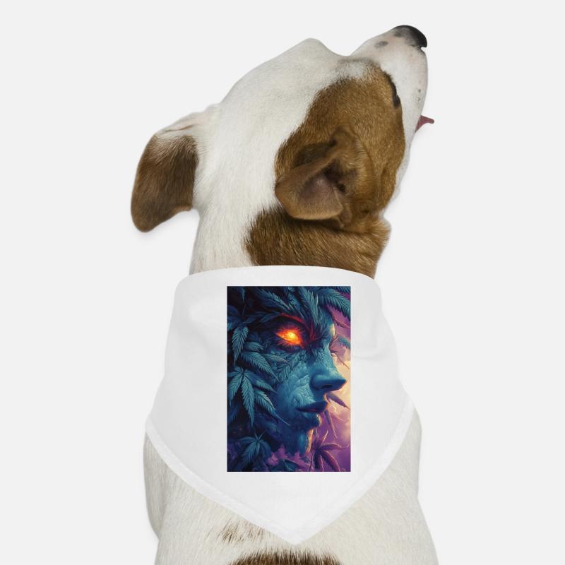 Visage de feuille avec œil de feu Bandana pour chien