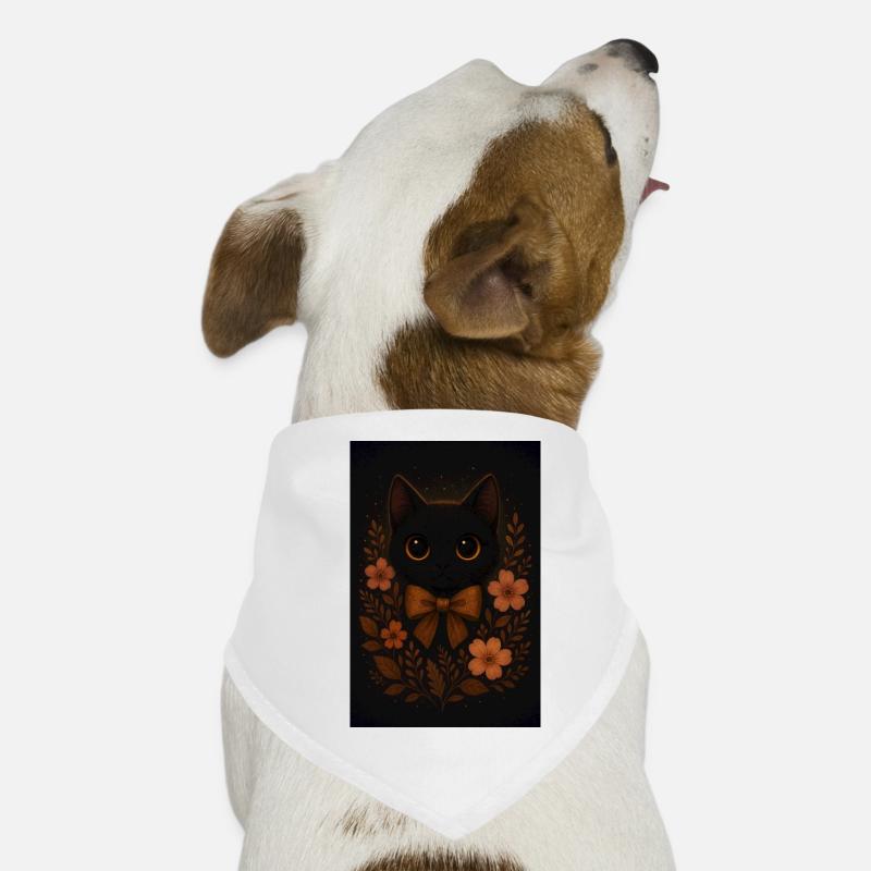 Black cat wit flowers Dog Bandana