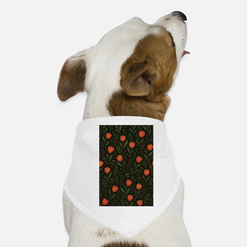 Tulpen Muster - Hunde-Bandana - Weiß