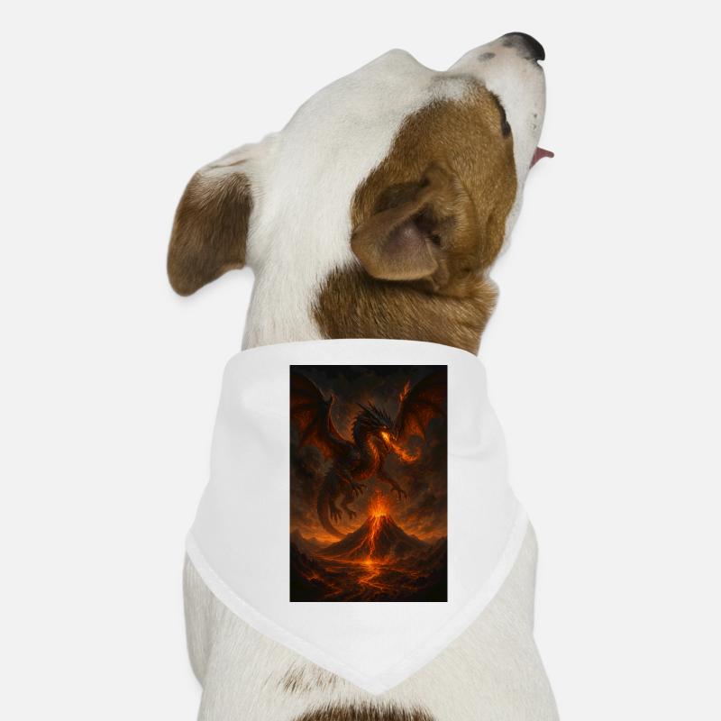 Feuerdrache über Vulkanlandschaft Hunde-Bandana