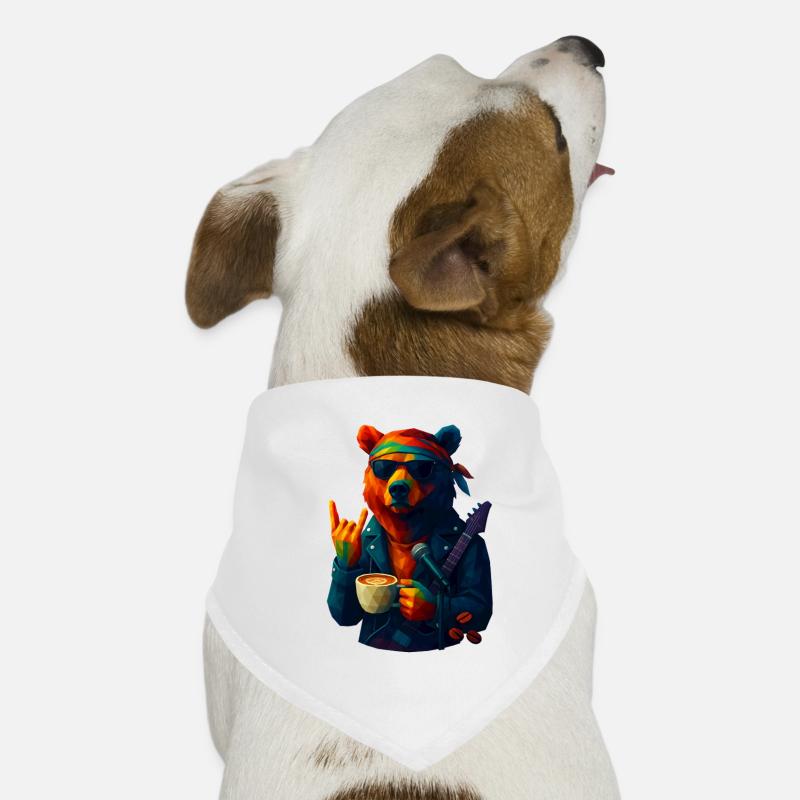 WPAP Style Animals - Grizzly Bear Guitariste & Bandeau Bandana pour chien