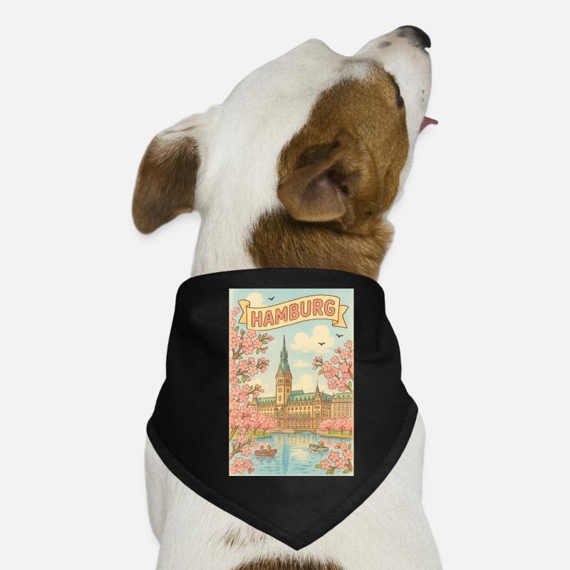 Le printemps à Hambourg avec les cerisiers en fleurs Bandana pour chien