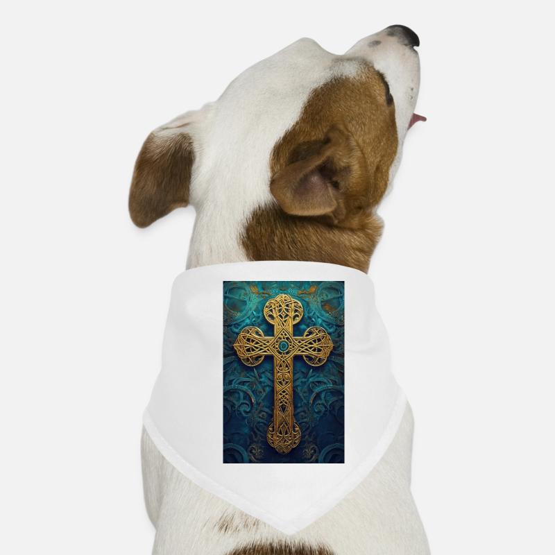 Croix celtique dorée ornée Bandana pour chien