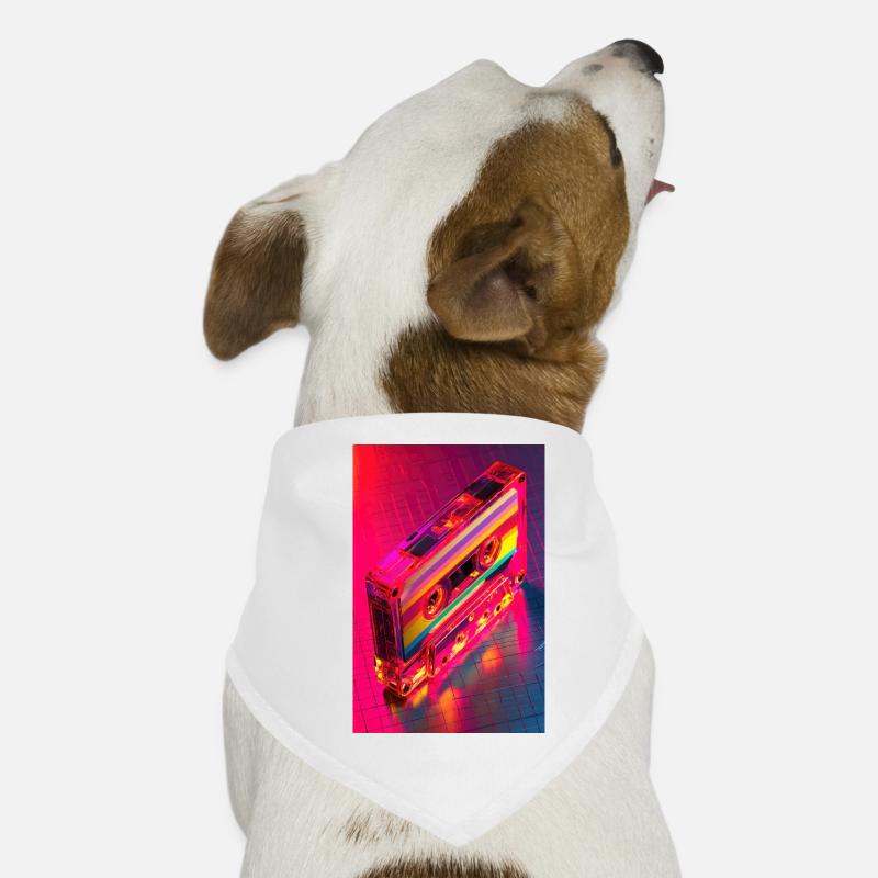 Neon Regenbogen Kassette Hunde-Bandana
