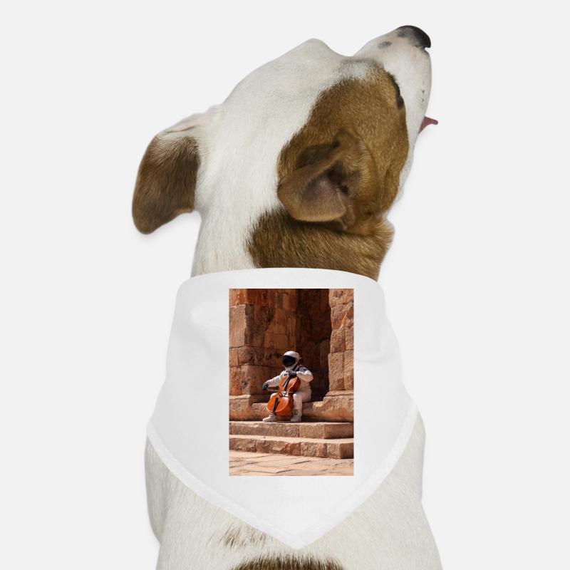 Astronaut Playing Cello in Ancient Ruins Dog Bandana