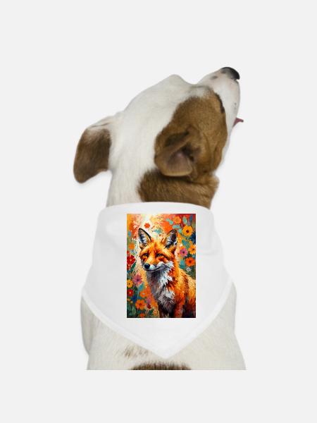 Fuchs Blumen abstrakt Fuchsliebhaber Geschenk  - Hunde-Bandana - Weiß - Vorne