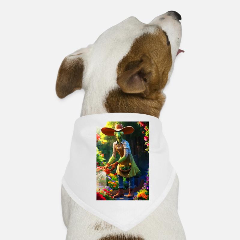 Humanoid Gardening Mantis with Barn Hat Dog Bandana