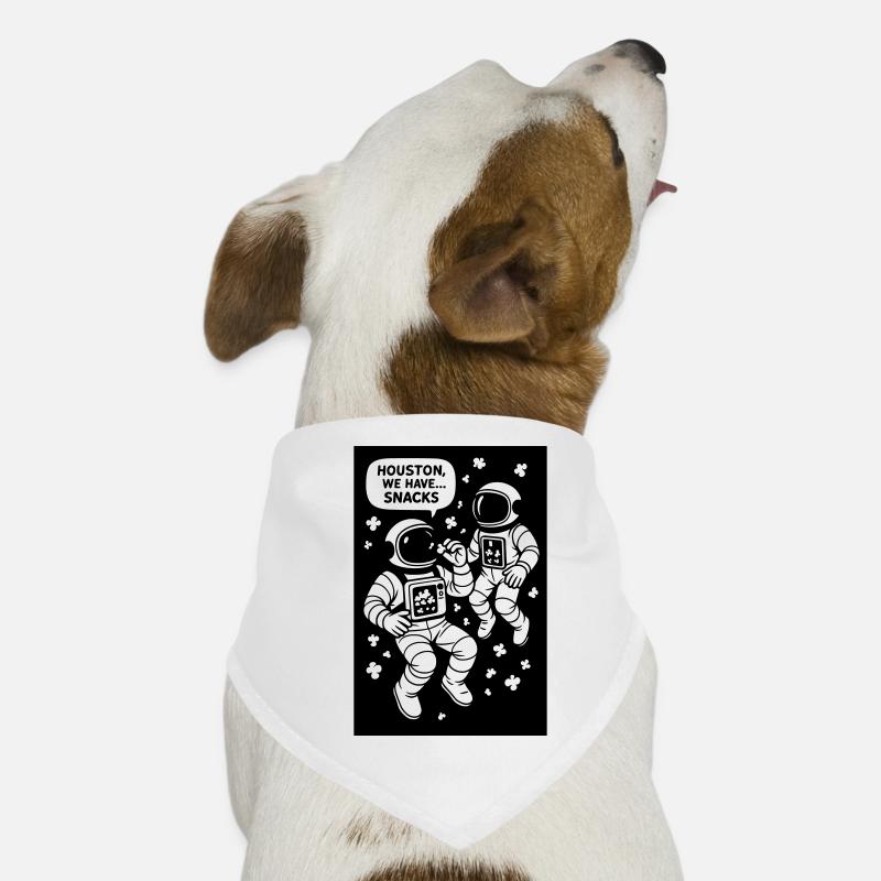 Astronauts with popcorn black and white Dog Bandana