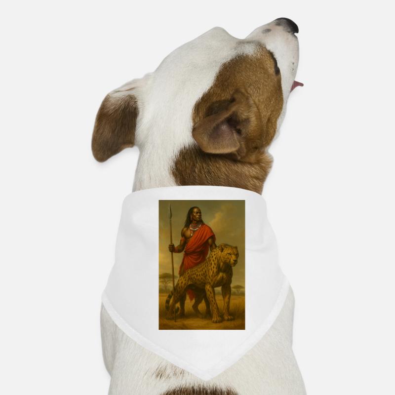 Guerrier Tribal avec Guépard – Illustration Épique Bandana pour chien