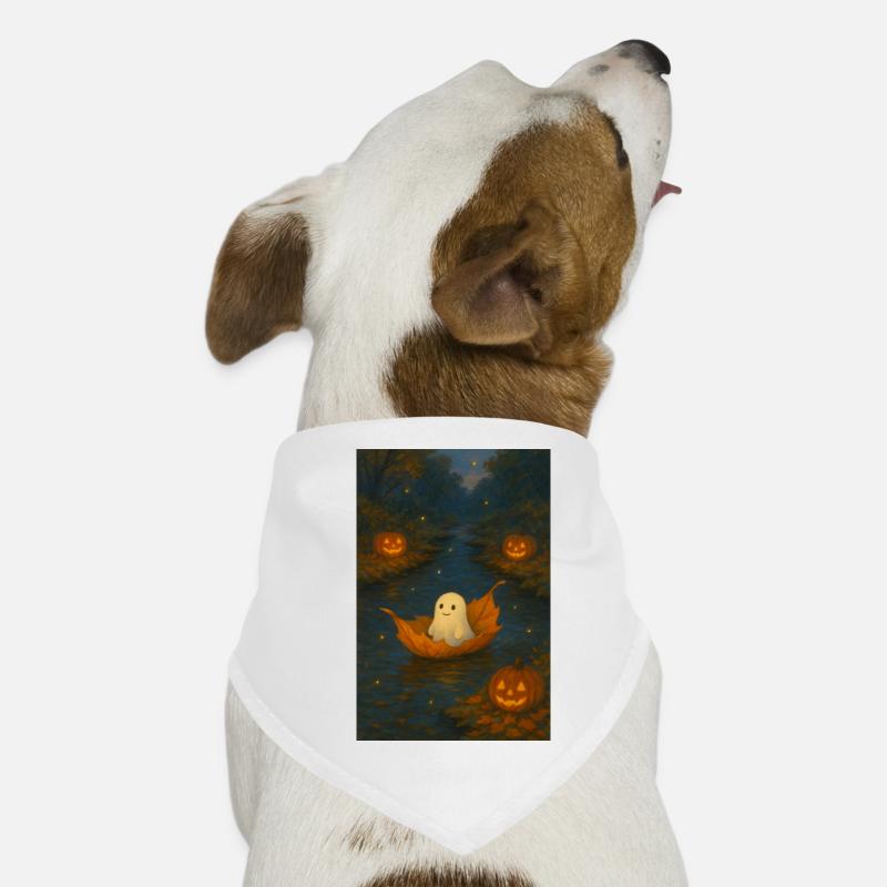 Fantôme mignon dans le feuillage d’automne Bandana pour chien