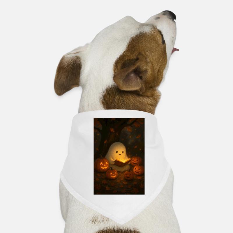 Halloween Ghost Reading Book Dog Bandana